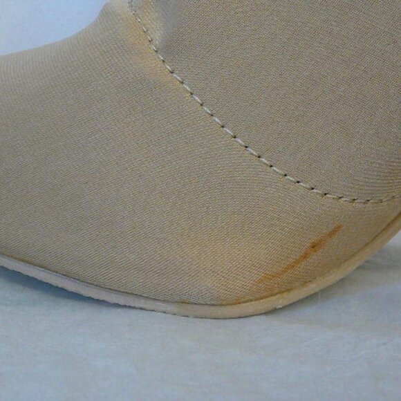 Tan Fabric Slip On Mid-Calf 3.75" Chunky Heeled Boots-US 10.5, Size 41-Read Desc - Picture 5 of 7